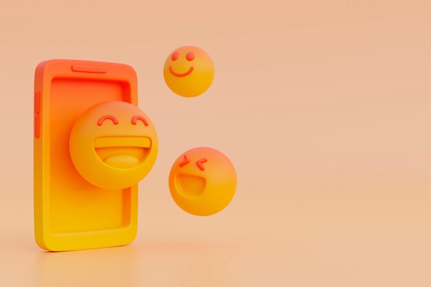 Zdjęcie widok 3d żółtego emoji