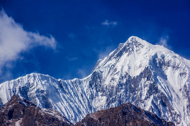 Widok Annapurny Osiem Tysięcy Z Trekkingu Wokół Annapurny