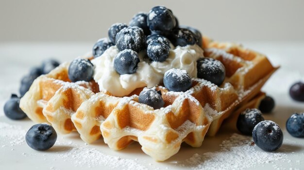 Zdjęcie widok boczny blueberry waffles na białym tle