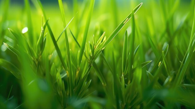 Widok bujne zielone pędy ryżu na zielonych polach ryżowych