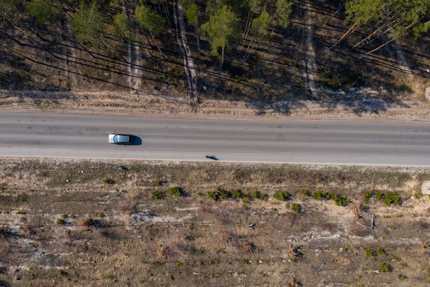 widok drogi krajowej z góry widok z lotu ptaka