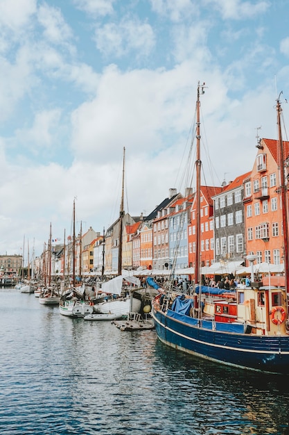 Widok Dzielnicy Nyhavn W Kopenhadze, Dania