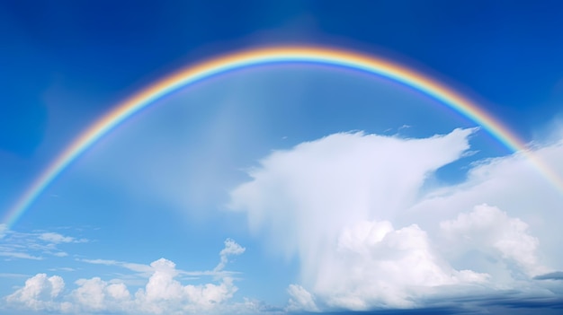 Widok Fantastic Vivid Rainbow Sky Piękne niebo i chmury z tłem tęczy