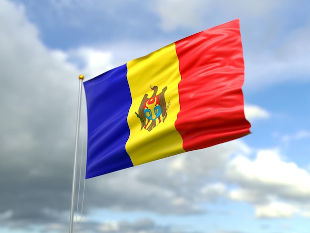 Widok flagi Mołdawii na wietrze