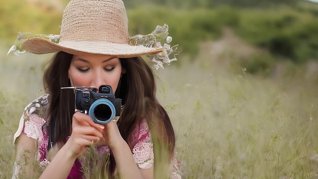 Widok fotografa z kamerami na drzewach w jakości HD