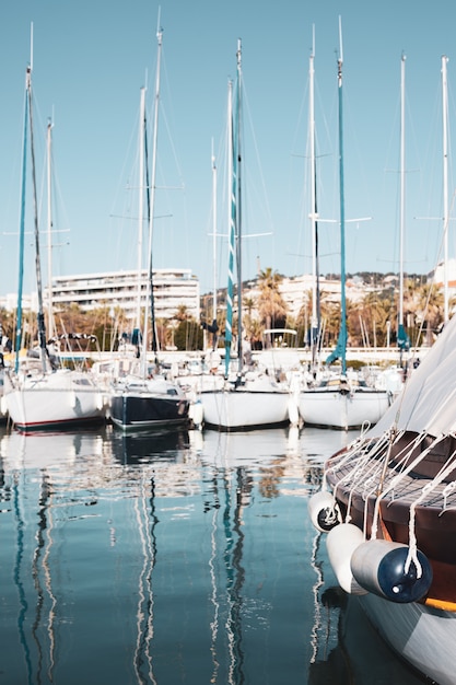 Widok jachtów w Marina w Cannes, Francja