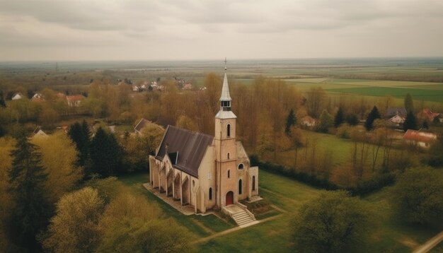 Widok kościołów z góry Święte kościoły Dom Boży Wewnątrz kościołów Generative Ai