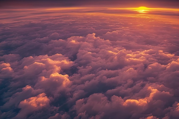 widok lotniczy drona na zachód słońca chmury nad chmurami widok powietrzny drona na niebo z chmurami dron lotniczy