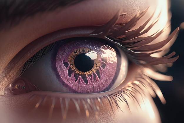 Widok ludzkiego oka z bliska Piękny, kolorowy obraz Generacyjna sztuczna inteligencja