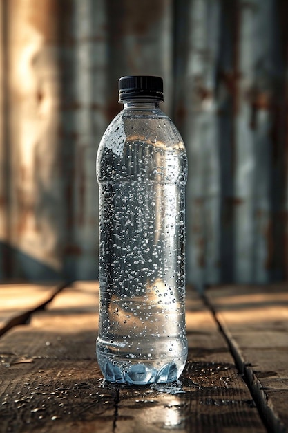 Widok makiety szklanej butelki z plastikowej butelki