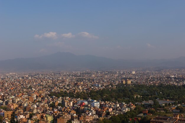 Widok Miasta Katmandu Ze Wzgórza W Swayambhunath Nepal