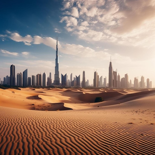 Zdjęcie widok miasta na środku pustyni