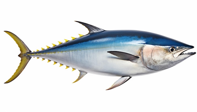 Widok na białym tle tuńczyka na białym tle