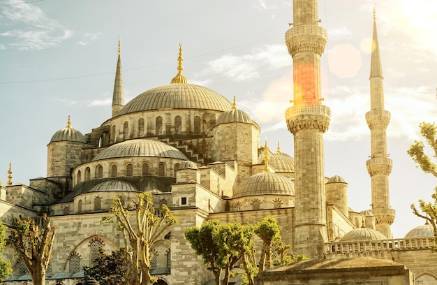 Widok na Błękitny Meczet Sultanahmet Camii w Stambule