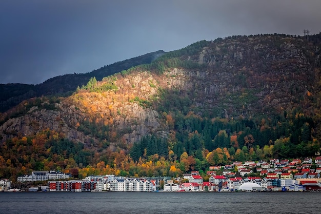 Widok na budynki w porcie Bergen