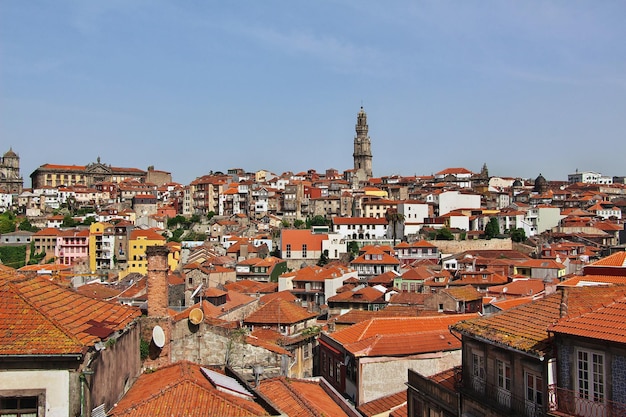 Widok na dachy zabytkowych domów w mieście Porto Portugalia