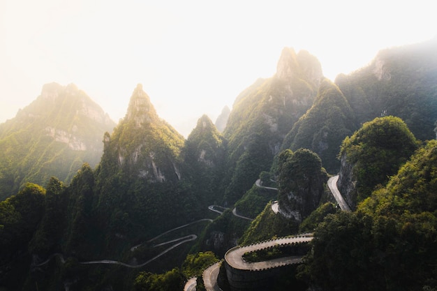 Widok Na Drogę Na Górze Tianmen, Chiny