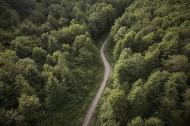 Widok na drogę w lesie