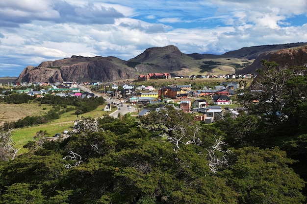 Widok na El Chalten w Patagonii w Argentynie