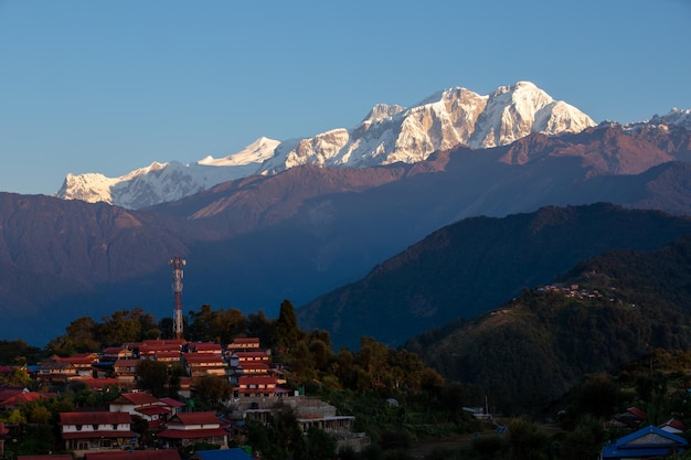 Widok Na Góry Z Wioski Annapurna