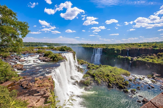 Widok na granicę wodospadów Iguazu między Brazylią a Argentyną