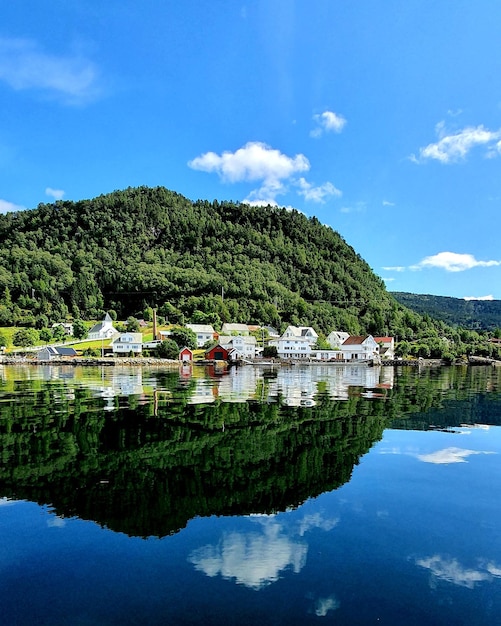 Widok na jezioro na tle nieba