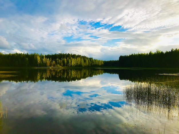 Zdjęcie widok na jezioro na tle nieba