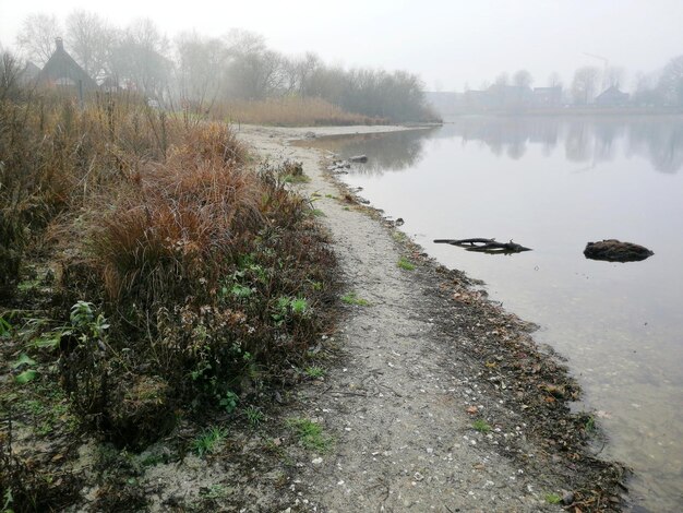 Zdjęcie widok na jezioro na tle nieba