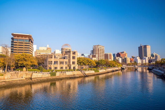 Widok na kopułę bomby atomowej w Hiroszimie w Japonii. Światowego Dziedzictwa UNESCO