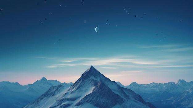 widok na majestatyczne szczyty górskie w minimalistycznym tle Generative ai