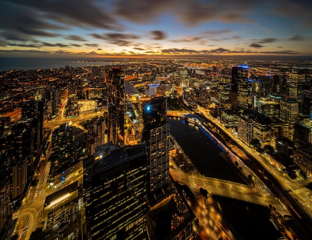 Widok na Melbourne nocą Wiktoria Australia