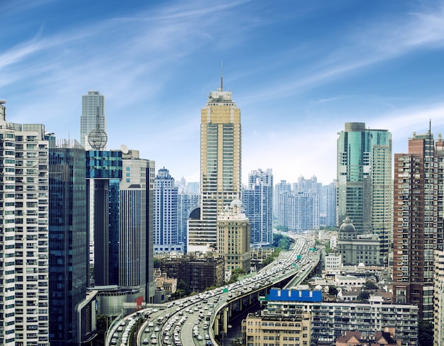 Widok na nowy obszar Pudong, Szanghaj, Chiny