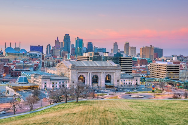 Widok na panoramę Kansas City w stanie Missouri, Stany Zjednoczone