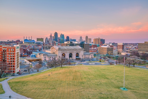 Widok na panoramę Kansas City w stanie Missouri, Stany Zjednoczone