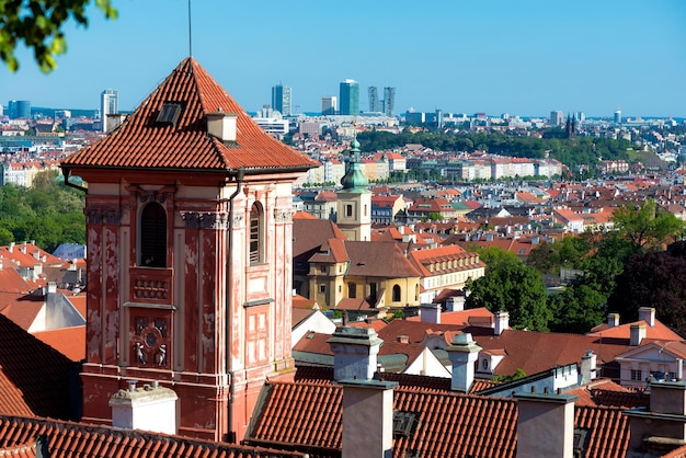 Widok na panoramę Pragi z zamku na Hradczanach Czechy