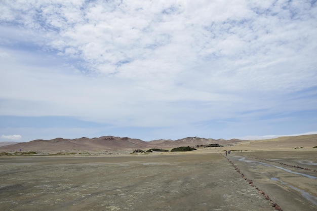 Widok na Park Narodowy Paracas pod zachmurzonym niebem Peru