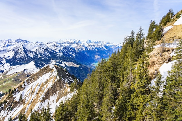 Widok Na Piękne Szwajcarskie Alpy, Jak Wynika Z Góry Stanserhorn W Kantonie Nidwalden