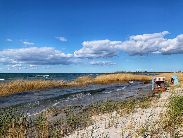 Zdjęcie widok na plażę na tle nieba