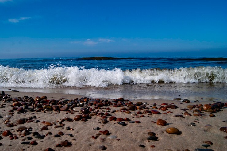 Zdjęcie widok na plażę na tle nieba