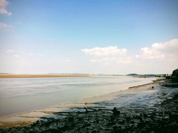 Widok na plażę na tle nieba
