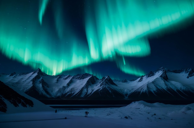 Widok na północne światła w nocy na Alasce