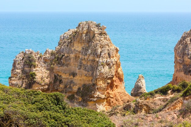 Widok Na Skaliste Wybrzeże Oceanu Atlantyckiego Ponta Da Piedade Lagos Algarve Portugalia