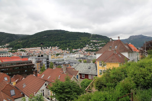 Widok na stare centrum miasta Bergen Norwegia