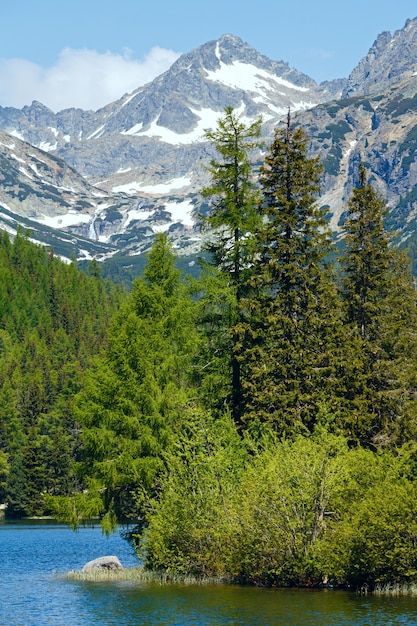 Widok na Strbske Pleso z górskim jeziorem (Słowacja)