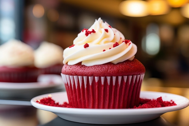 Widok na talerz wypełniony pysznymi i słodkimi deserami z cupcake