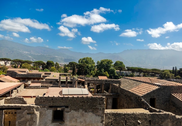 Widok na wioskę Pompeje we Włoszech