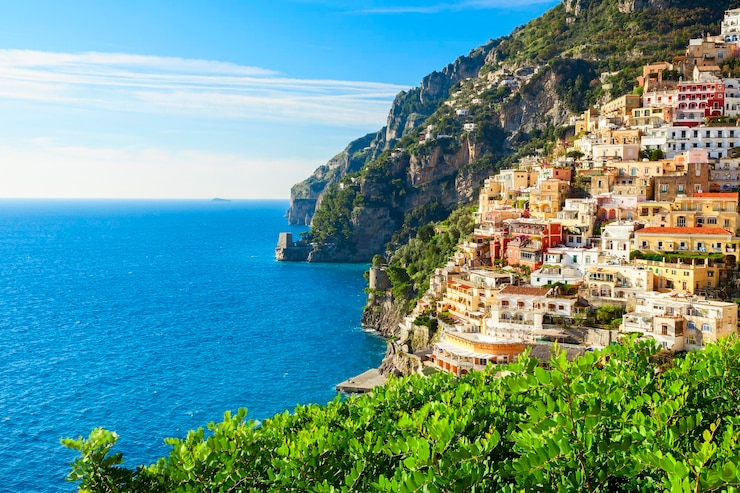 Zdjęcie widok na wybrzeże positano