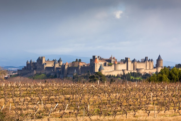 Widok na zamek Carcassonne w LangwedocjiRosellon France