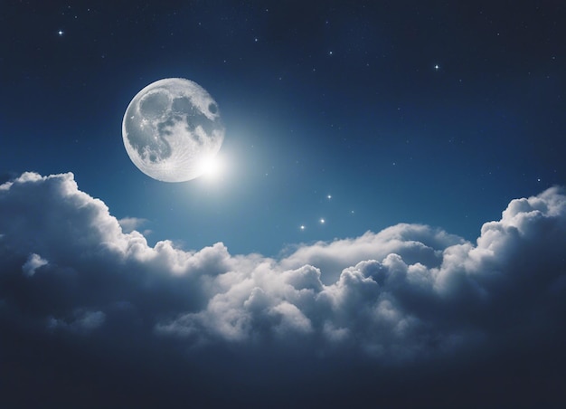 Widok nocnego nieba z księżycem na tle