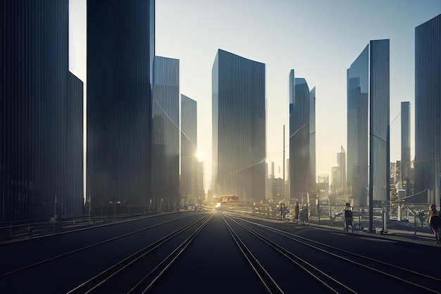 Widok nowoczesnych dróg i budynków miejskich
